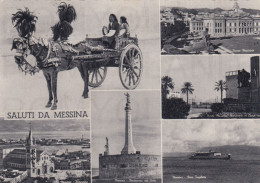 CARTOLINA  C21 MESSINA,SICILIA-SALUTI DA MESSINA-MEMORIA,CULTURA,RELIGIONE,IMPERO ROMANO,BELLA ITALIA,VIAGGIATA 1957 - Messina