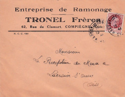 1944--lettre MARGNY LES COMPIEGNE-60 Pour LACROIX SAINT OUEN, Type Pasteur, Cachet--TRONEL Frères Entreprise  Ramonage - 1921-1960: Période Moderne