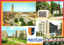 PROSTEJOV, MULTIPLE VIEWS, ARCHITECTURE, TOWER WITH CLOCK, CAR, PARK, EMBLEM, STATUE, MONUMENT, CZECH REPUBLIC, POSTCARD - Czech Republic