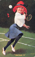 Sport - TENNIS - Illustrateur Signé E.P Kinsella - Jeune Femme Au Tennis - " Vantage In "  - Sonstige & Ohne Zuordnung