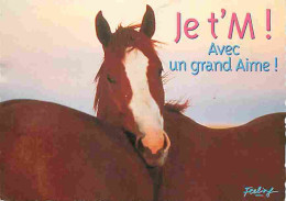 Animaux - Chevaux - Carte Message Je T'aime - Portrait De Cheval - Voir Scans Recto Verso  - Horses