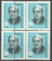 Turkey: 1966 Cultural Celebrities 50 K. ERROR "Double Perf." MNH** - Unused Stamps