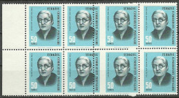 Turkey: 1966 Cultural Celebrities 50 K. ERROR "Shifted Perf." MNH** - Unused Stamps