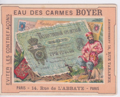 CHROMO - IMAGE - EAU DES CARMES BOYER - 14 RUE DE L'ABBAYE PARIS - BILLET DE BANQUE RUSSE RUSSIE - Andere & Zonder Classificatie
