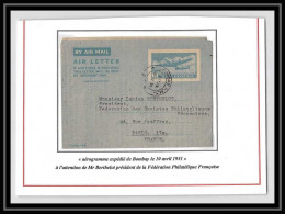 41764 Bombay Inde (India) 1931 Pour Le President Federation Philatelique Aviation PA Poste Aérienne Airmail Entier Cover - 1927-1959 Covers & Documents