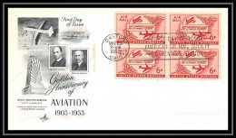 41746 Usa Dayton 1953 USA Bloc 4 Golden Of Aviation PA Poste Aérienne Airmail Lettre Cover - 2c. 1941-1960 Lettres