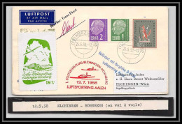 41667 Vol à Voile 1958 Signé Signed Pilot Franz Ebert Allemagne Germany Saar Aviation Airmail Lettre Cover - Covers & Documents