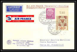 41648 1ère Liaison FRANCFORT PARIS Caravelle 1959 Allemagne (germany Bund) Aviation Poste Aérienne Airmail Lettre Cover - 1927-1959 Covers & Documents