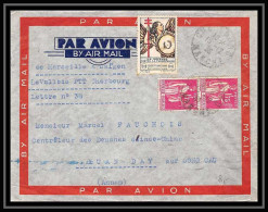 41422 Cherbourg France Song Cau Vietnam 15/12/1936 + Vignette Aviation PA Poste Aérienne Airmail Lettre Cover - 1927-1959 Briefe & Dokumente