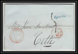 41357 Lettre LAC Espagne (spain) Benicarlo Espag Perpignan 1853 Cette Herault France Marque D'entree  - Lettres & Documents