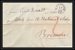 41138 Lettre LAC Allemagne Deutschland Hannover 1847 Pour Bremen - Marques D'entrées