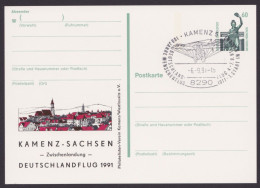 P144, Zudruck "Kamenz, Deutschlandflug 1991", Pass. SSt. - Postcards - Used