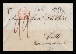 41119 Lettre LAC Allemagne Deutschland Coeln Cologne Prusse Forbach 1847 Taxe 22 CPR2 Cette Herault France Marque Entree - Entry Postmarks