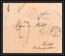 41088 Lettre LAC Allemagne Deutschland Munster CPR3 Prusse Forbach 1842 Cette Herault France Marque D'entree Vorlaufer - Entry Postmarks