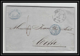 41063 Lettre LAC Allemagne (Deutschland) Hamburg 1856 Pour Cette Sète Herault France Marque Postale Entree Vorlaufer - Marques D'entrées