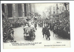 Leuven    1  LOUVAIN    Grand Cortège Du 19 Avril 1908 Serie I    Voitures-Réclame Ouvrant Le Cortège - Leuven