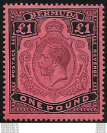1918 Bermuda Giorgio V £1 Broken Crown And Scroll MNH SG N. 55b - Other & Unclassified