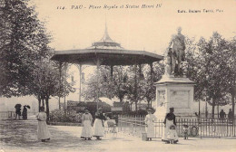 Pau - Place Royale Et Statue Henri IV. Gel.1919 - Pau