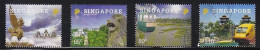 SINGAPORE 2009 INDONESIA, JOINT ISSUE, TOURIST'S ATTRACTION, TRAIN,LION,CABEL CAR,SET 4 STAMPS USED (**) - Singapour (1959-...)