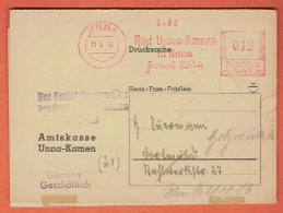 37P - Drucksache - DU-GL Type E - 12K - Unna 11-9-1945 - Private Postal Stationery