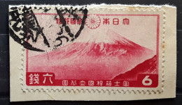 NIPPON JAPON JAPAN 1936, Yvert 229 , Le Mont Fuji Vu De La Passe De Mitsu, 6 S Rouge Obl Sur Fragment On Piece  TB - Oblitérés