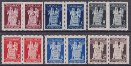 Yugoslavia, 1945, (Mi.Nr.486/91 I+II), New Constitution, Pairs ** - Unused Stamps
