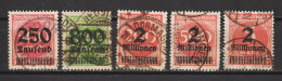 5 Infla Werte MiNr. 296, 308, 309, 311, 312  Gestempelt, Geprüft  (0432) - Used Stamps