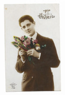 CPA écrite En 1929 - Jeune Homme Portant Des Fleurs Et 3 Poissons Multicolores - S.A.P.I 1938 - - Erster April