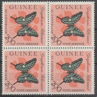 1963 - Rép De Guinée - Papillon GRAPHIUM POLICENES - YT PA 33 - 200 F - Bloc De Quatre Timbres Neufs - Guinea (1958-...)