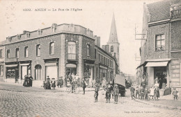 59 Anzin Rue De L' église CPA Carte Avec Animation Cachet 1907 - Anzin