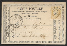France 15c Ceres 1876 Carte Postale Entier Avec Numerique 3036 - Cartes Précurseurs