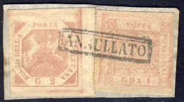 1858 - 2 Gr. I Tavola + 1 Gr. II Tavola Su Frammento  - Leggere Descrizione (1 Immagini) - Naples