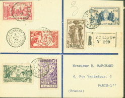 Guinée Recommandé Conakry Série Complète N°119 à 124 Exposition Internationale De Paris 1937 CAD 31 NOV 37 - Covers & Documents