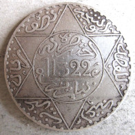 Maroc. 5 Dirhams (1/2 Rial) AH 1322 Paris. Abdul Aziz I. En Argent. Lec # 176 - Morocco