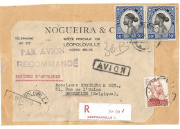 !!! CONGO, DEVANT DE COLIS RECOMMANDE  DE LÉOPOLDVILLE POUR BRUXELLES - Lettres & Documents