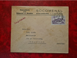 Lettre / Carte TARIF IMPRIME 1947 STRASBOURG     ENTETE SOCOMENAL QUINCAILLERIE POUR MEUBLES TIMBRE VEZELAY - Autres & Non Classés