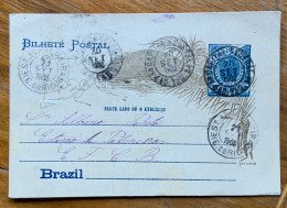 BRASILE - BIGLIETTO POSTALE 50 R. From PALMEIRAS 20 SETT 1905 Per Citta' - Lettres & Documents