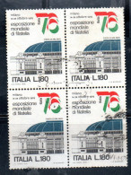 ITALIA REPUBBLICA ITALY REPUBLIC 1976 ESPOSIZIONE MONDIALE DI FILATELIA 76 PROPAGANDA QUARTINA BLOCK LIRE 180 USATO USED - 1971-80: Used