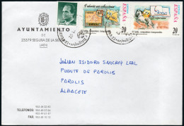 Jaén - Edi O 3675+3676 - Mat "Segura De La Sierra" Circulada Con Sellos De Pesetas En 2002 - Lettres & Documents