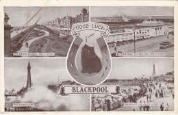 Postcard - Good Luck From Blackpool - 4 Views  - Card No. 68H - Posted, Date Obscured - VG - Unclassified