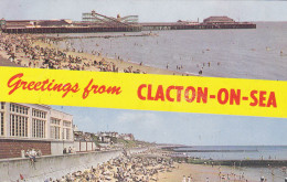 Postcard - Greetings From Clacton-On-Sea - 2 Views - Card No. P40057 - Posted, Date Obscured - VG - Unclassified