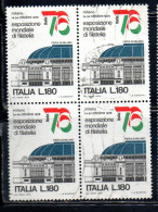 ITALIA REPUBBLICA ITALY REPUBLIC 1976 ESPOSIZIONE MONDIALE DI FILATELIA 76 PROPAGANDA QUARTINA BLOCK LIRE 180 USATO USED - 1971-80: Used