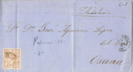 55368. Carta Entera PALENCIA 1866, Rueda Carreta 36 - Covers & Documents