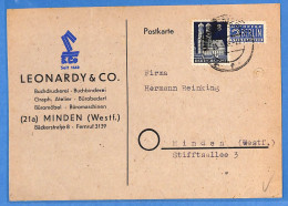 Allemagne Bizone - 1949 - Carte Postale De Minden - G34185 - Autres & Non Classés