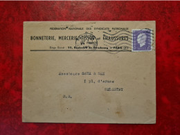 Lettre / Carte PARIS 1945 FEDERATION SYNDICATS PATRONAUX BONNETERIE MERCERIE CHAUSSURES TIMBRE N° 689 - Autres & Non Classés