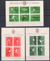 1960 San Marino, BF N. 19/21 - 3 Foglietti Olimpiadi - MNH** - Blocs-feuillets