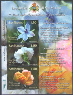2011 San Marino, Fiori - Flower, BF 108, Foglietto Di 3 Valori, MNH** - Blocs-feuillets