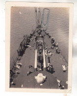 PHOTO NAVIRE DE GUERRE AVANT AVEC TOUR CANON 305 MM DU CUIRASSE WALDECK-ROUSSEAU COMPAGNE DE CHINE 1929 FETE ST ELOI - Schiffe