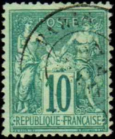 France Classiques N°76 10c Vert TB Qualité:obl Cote:325 - 1876-1898 Sage (Type II)
