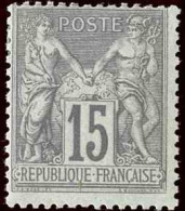 France Classiques N°77 15c Gris (signé Calves) Qualité:* Cote:1200 - 1876-1898 Sage (Type II)
